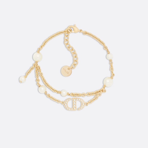 DIOR Petit CD Bracelet • Gold-Finish Metal with White Resin Pearls - Picture 3 of 3